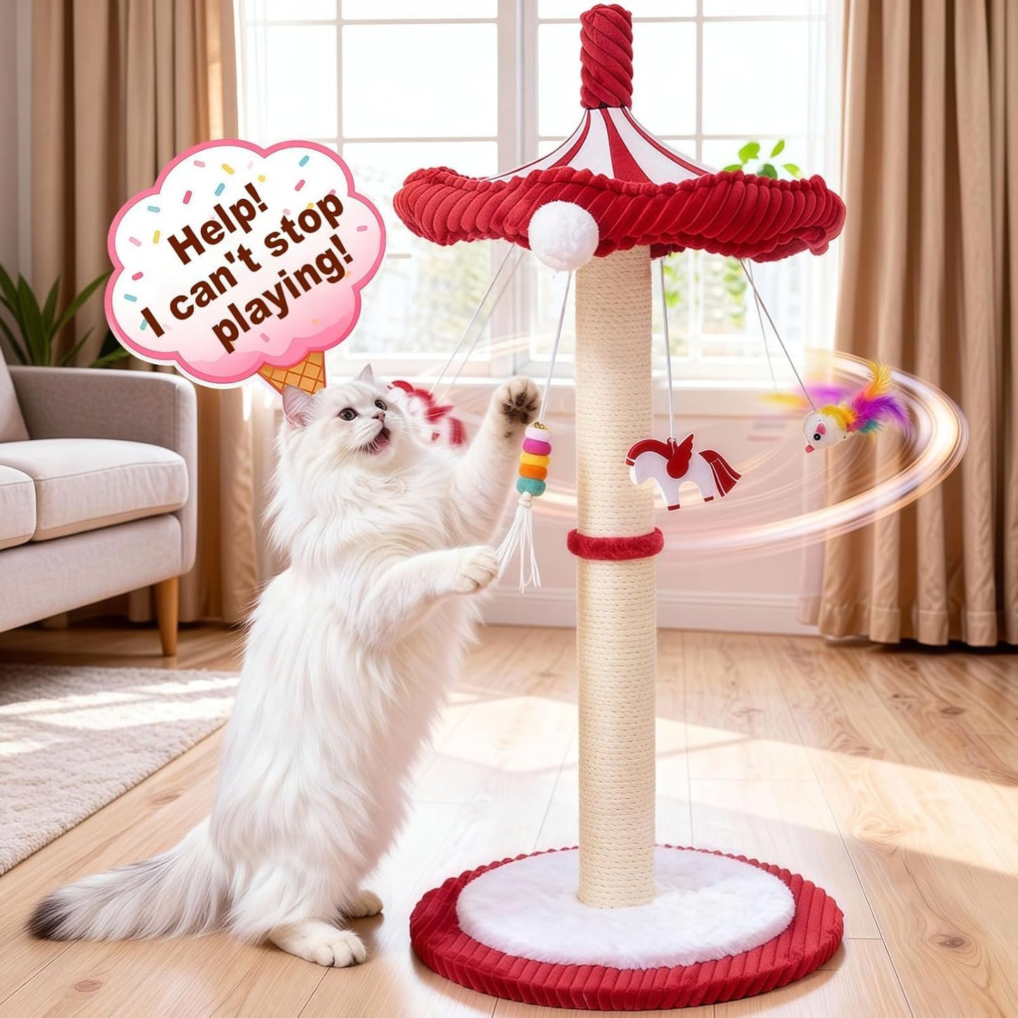 🔥 Limited-Time Deal: Interactive Carousel Cat Scratcher with Hanging Toys