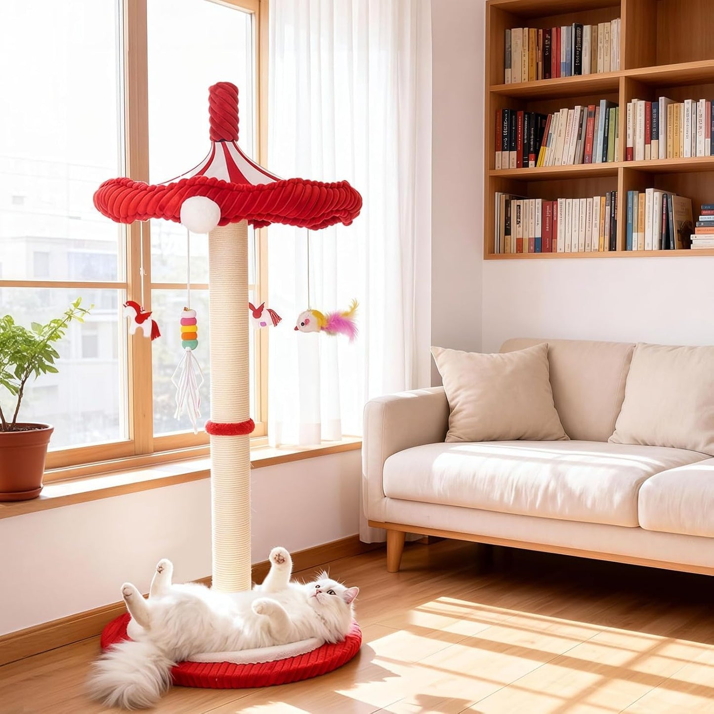 🔥 Limited-Time Deal: Interactive Carousel Cat Scratcher with Hanging Toys