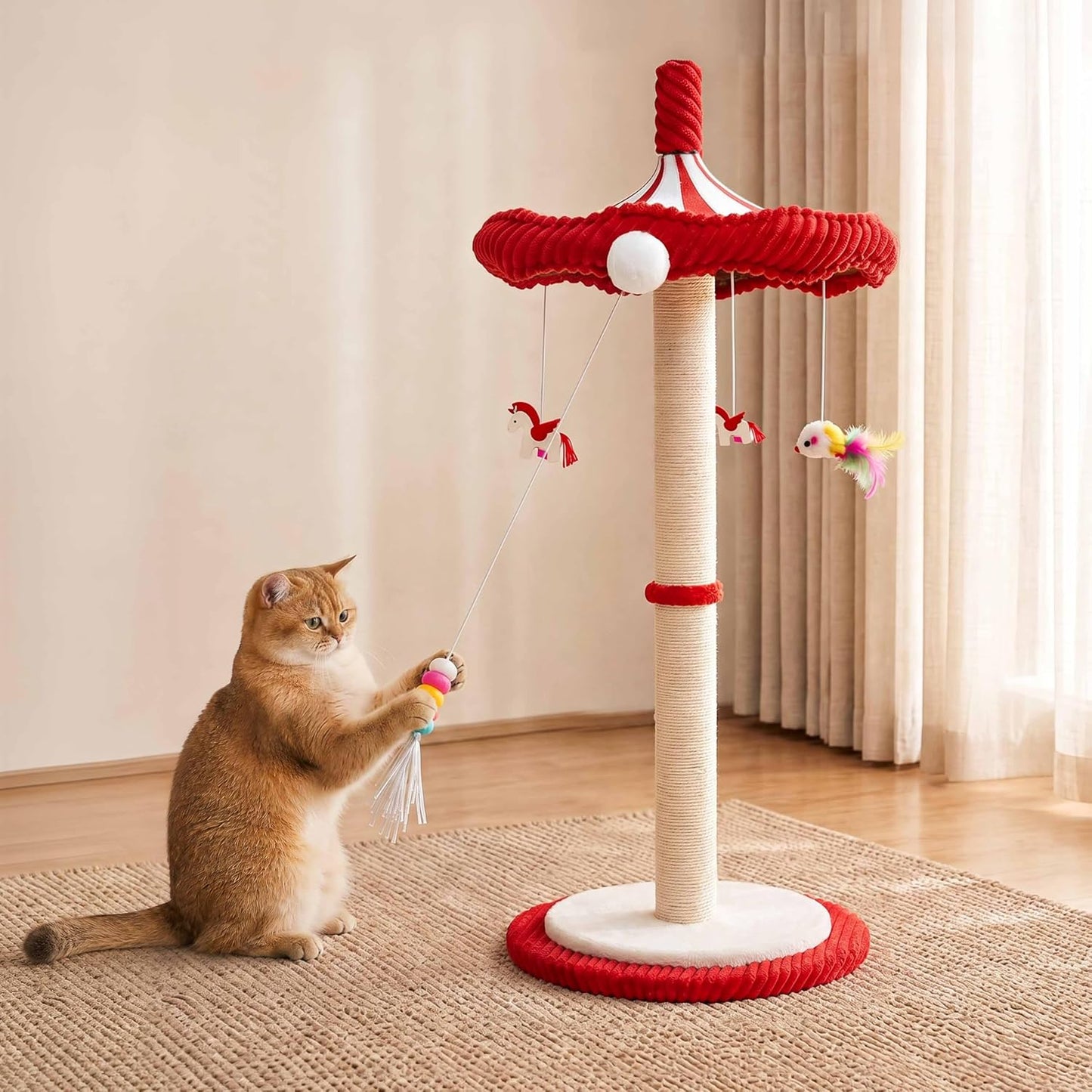 🔥 Limited-Time Deal: Interactive Carousel Cat Scratcher with Hanging Toys