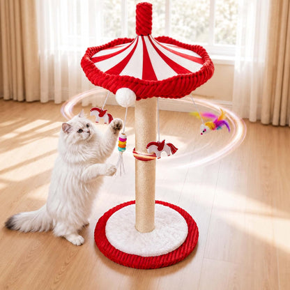 🔥 Limited-Time Deal: Interactive Carousel Cat Scratcher with Hanging Toys