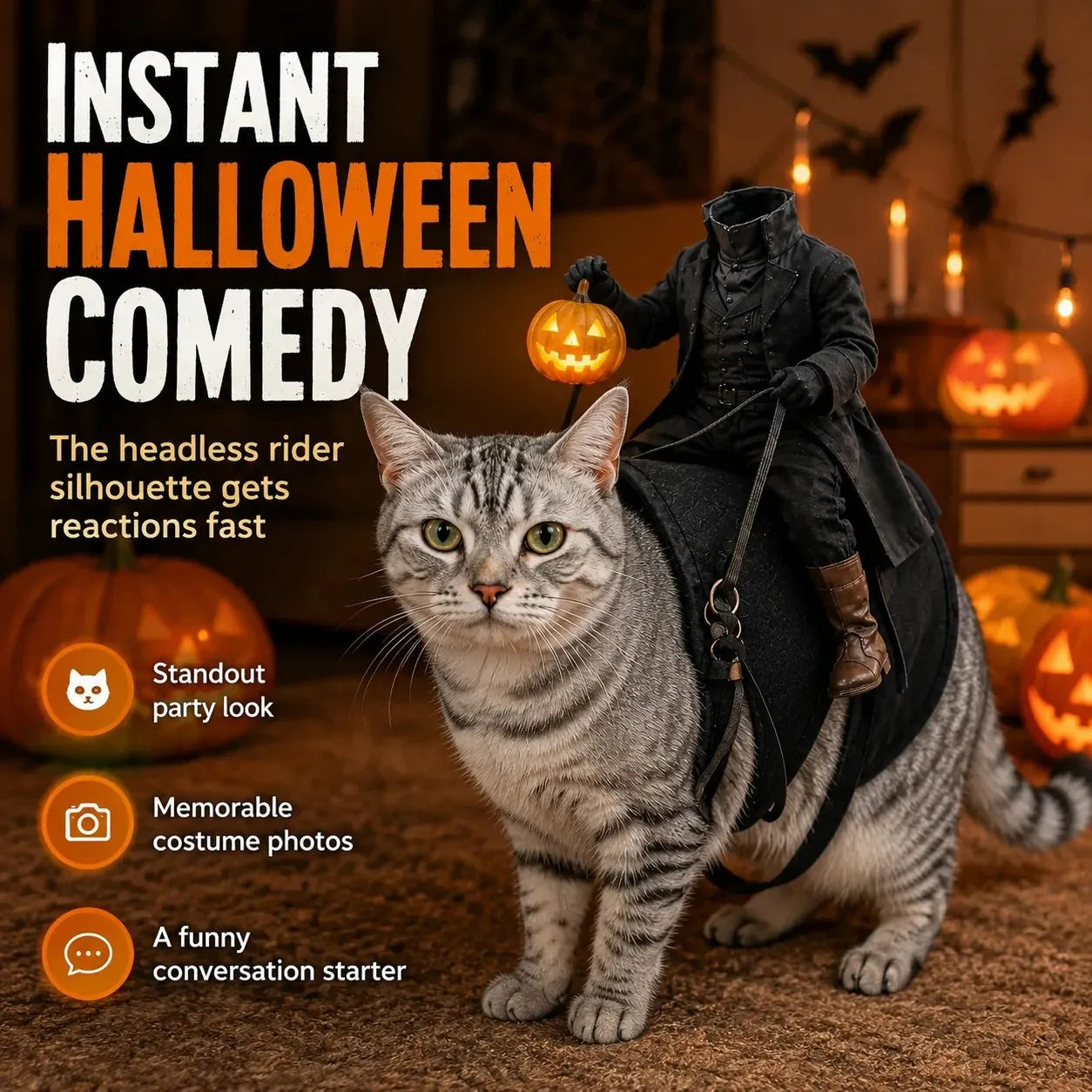 🎃Headless Horseman Rider Pet Halloween Costume for Dogs & Cats