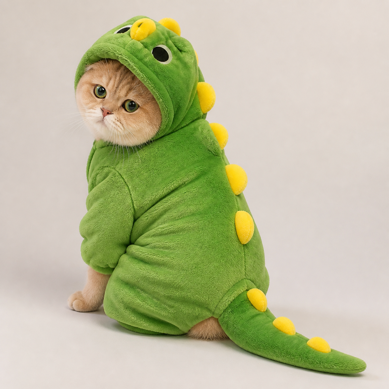 Cozy Dinosaur Cat Costume – Soft Hooded Jumpsuit with 2 Styles