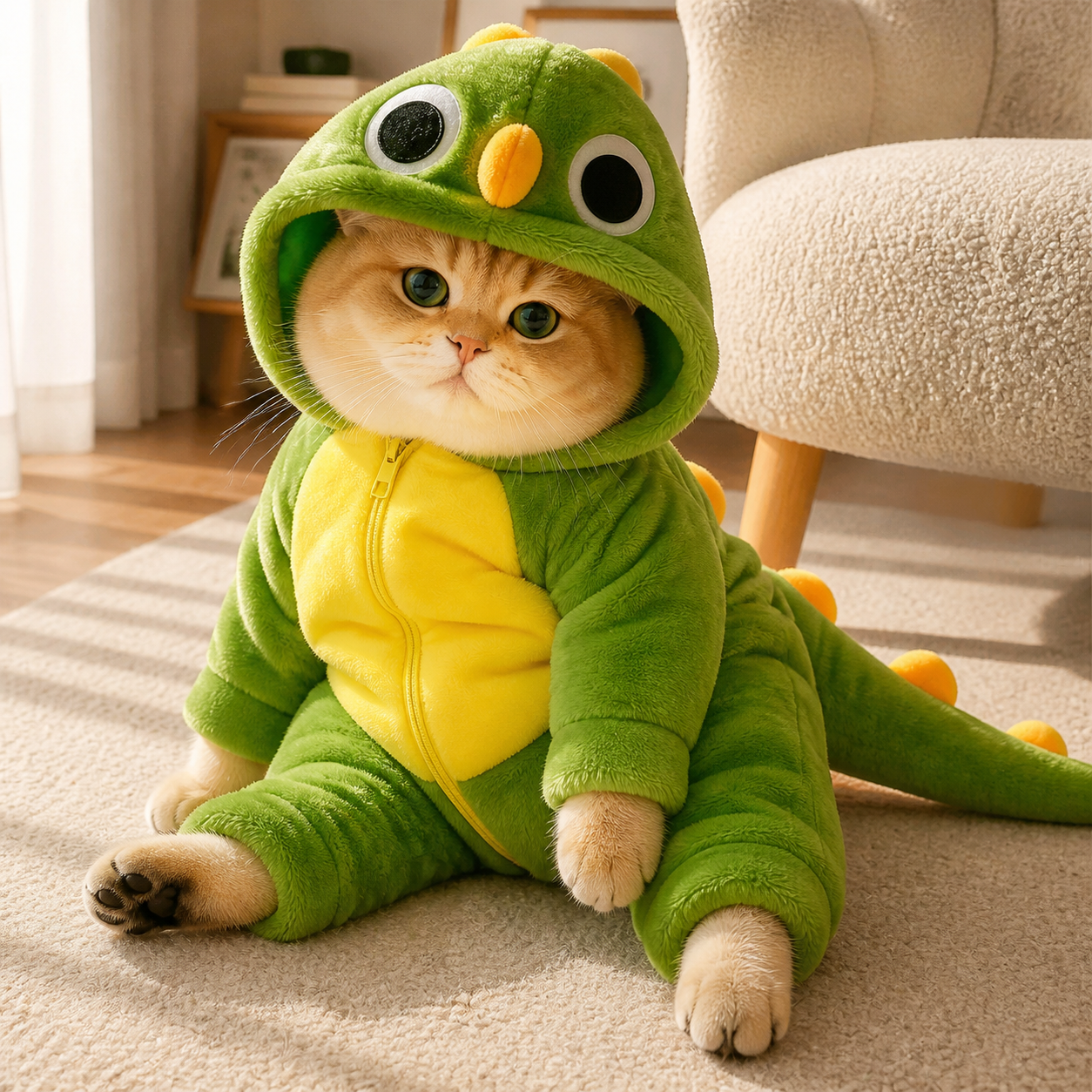 Cozy Dinosaur Cat Costume – Soft Hooded Jumpsuit with 2 Styles