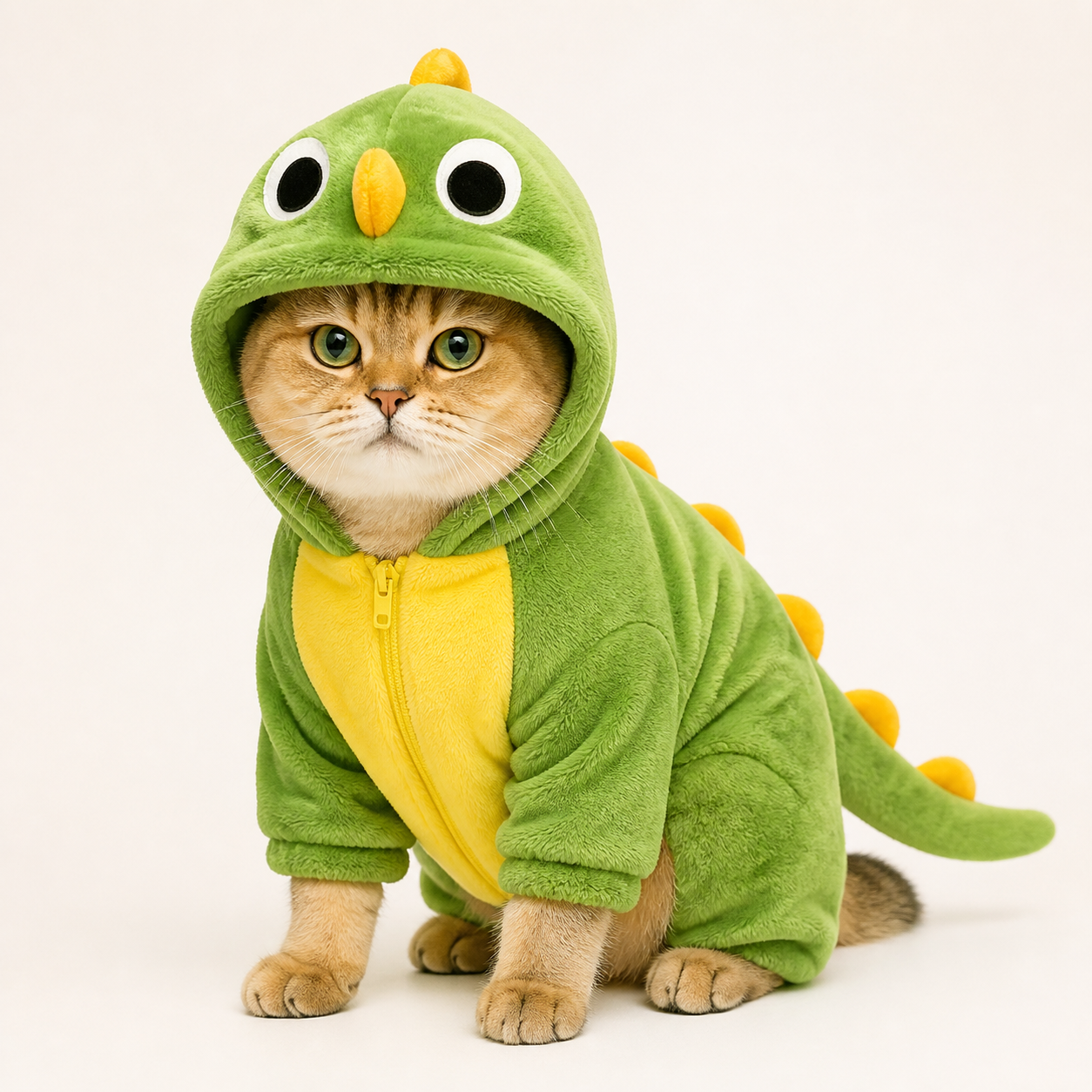 Cozy Dinosaur Cat Costume – Soft Hooded Jumpsuit with 2 Styles
