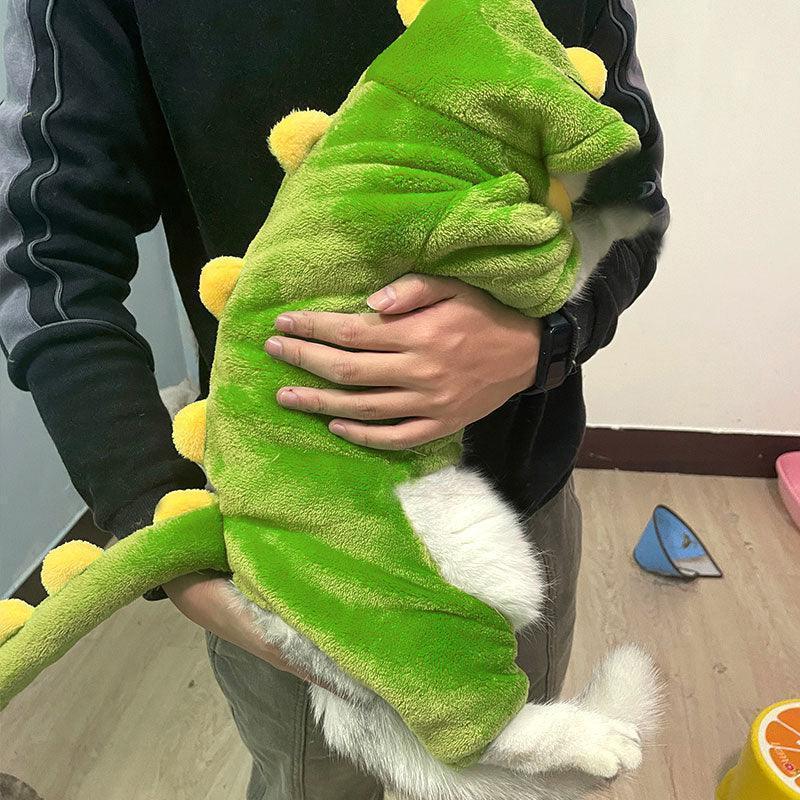 Cozy Dinosaur Cat Costume – Soft Hooded Jumpsuit with 2 Styles