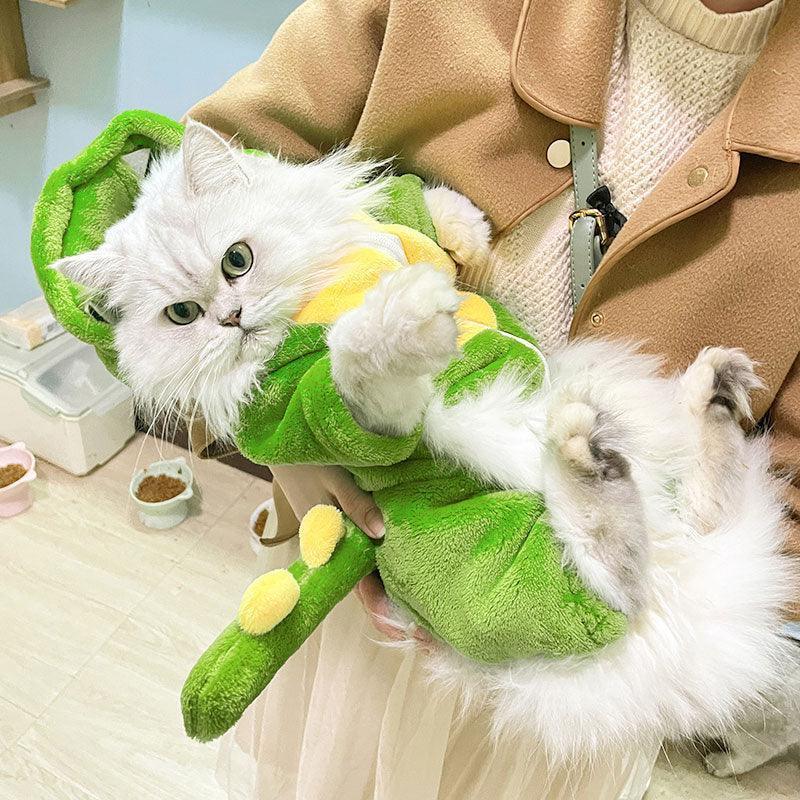 Cozy Dinosaur Cat Costume – Soft Hooded Jumpsuit with 2 Styles