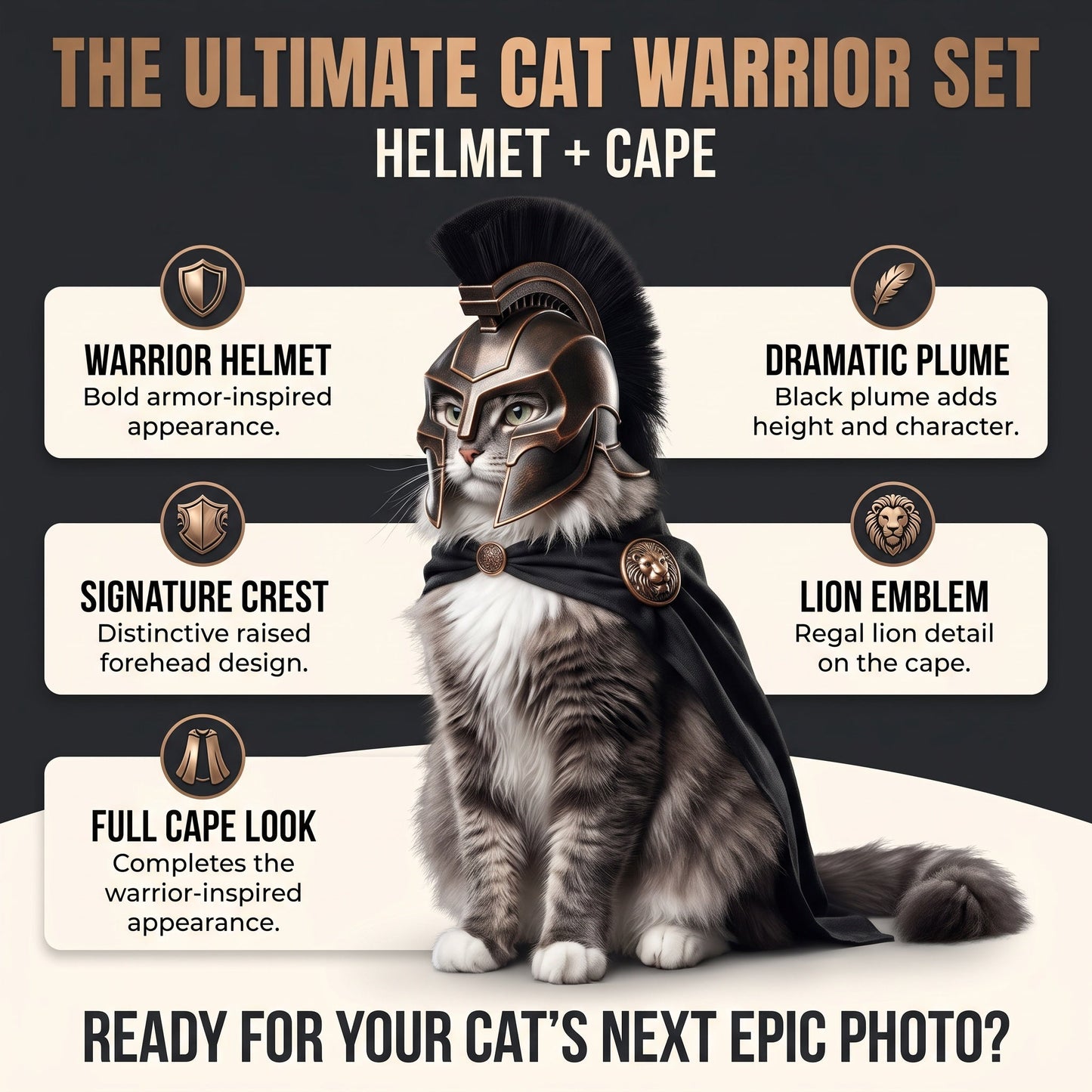 🎃Halloween Lantern Season, Armageddon Cat Helmet, Medieval Knight Cosplay Headwear, Funny Halloween Costume for Cats